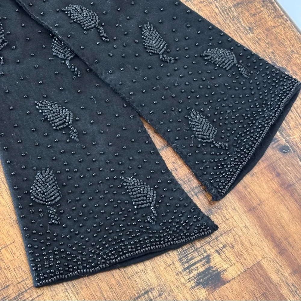 Vintage Black Beaded Cotton Women's Dress Gloves Size 7
